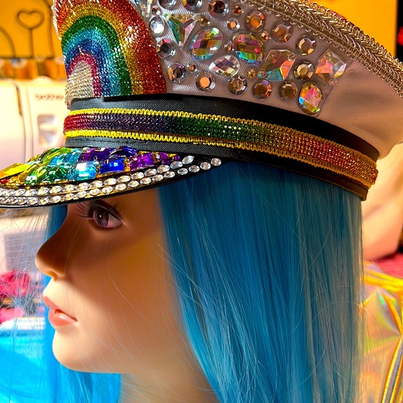 Rainbows and Flowers Rave Hat - Picture 6 of 16